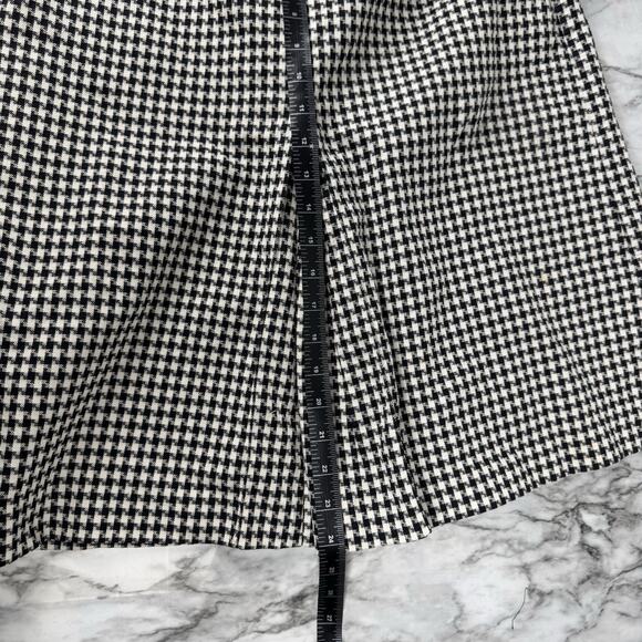 Vintage Lucia Lukken Houndstooth Pleated Flared Skirt Made In USA Size 6 8 Knee - Picture 5 of 7